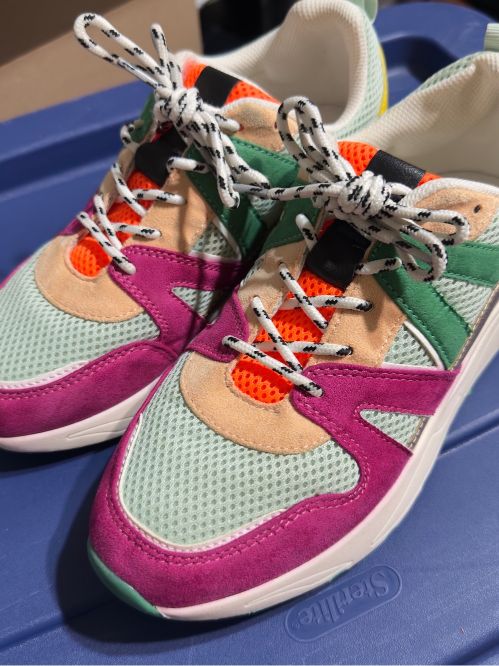 Women’s Colorblock Athletic Sneakers - Mint, Magenta & Orange